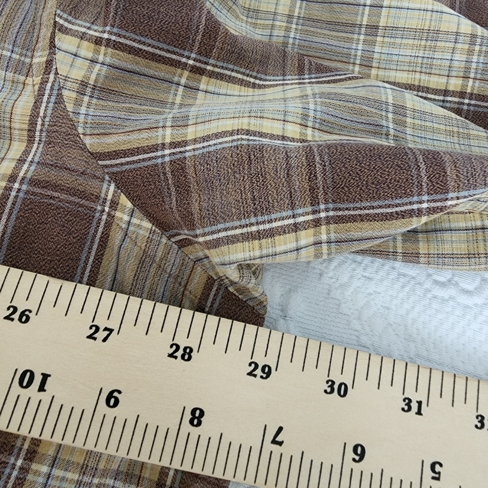 Cabela's Plaid Cream & Brown Men's Short Sleeve Shirt Size 2XL - Picture 5 of 5